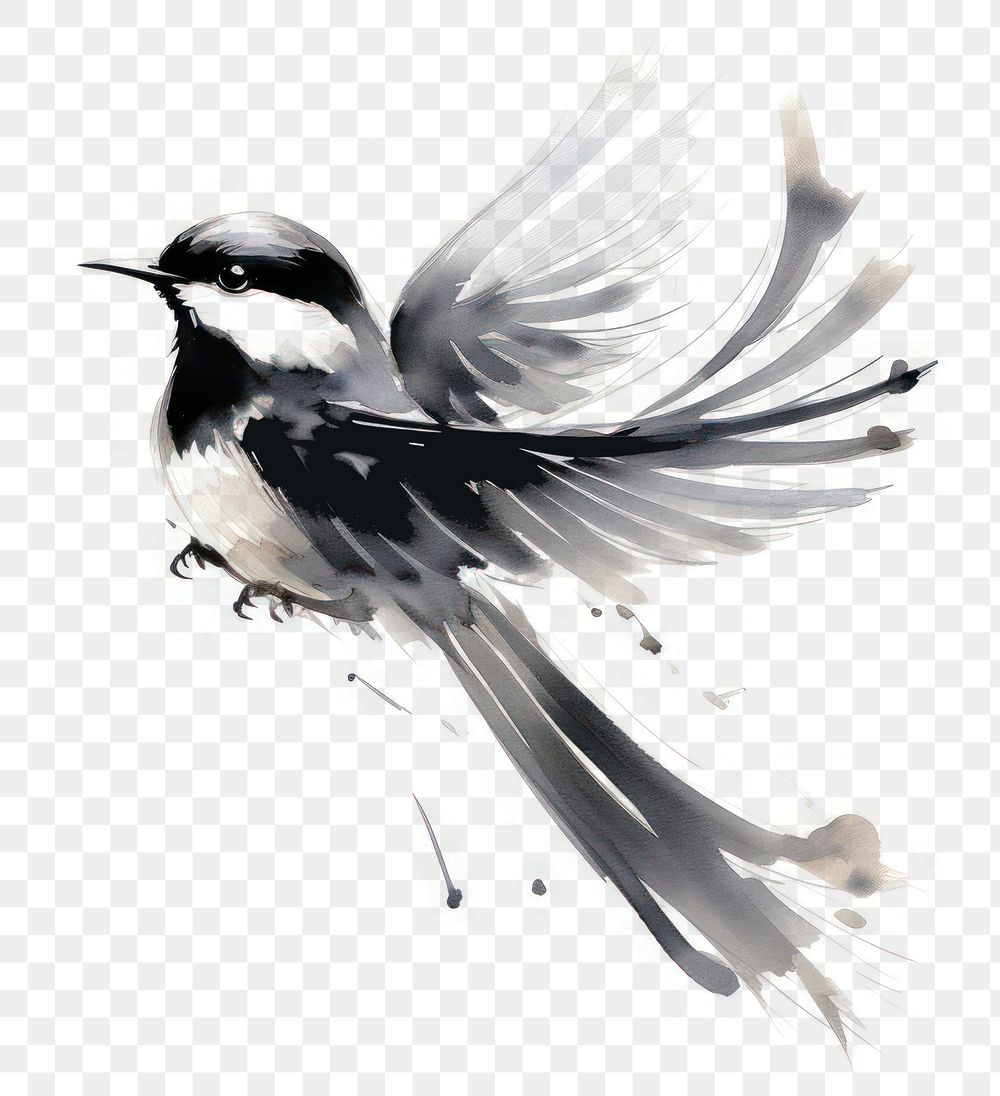 PNG Chinese Yuanyang bird animal black white. AI generated Image by rawpixel.