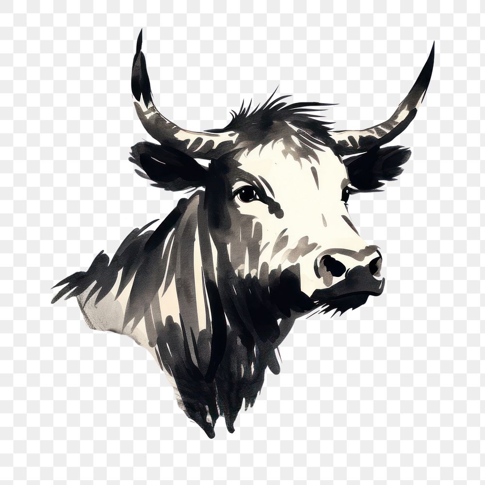 PNG Cow head chinese zodiac livestock buffalo mammal. AI generated Image by rawpixel.