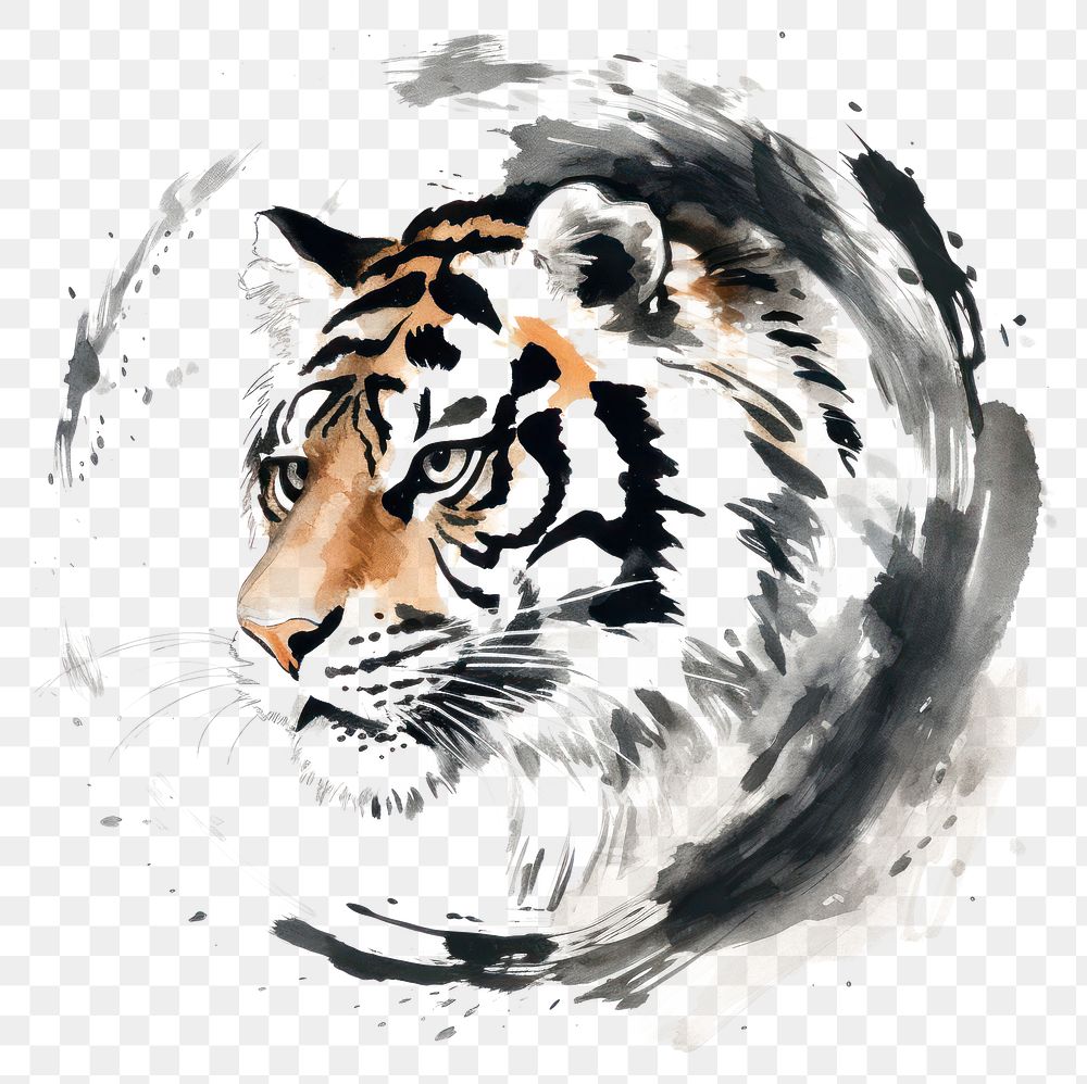 PNG Tiger head chinese zodiac wildlife animal mammal. AI generated Image by rawpixel.