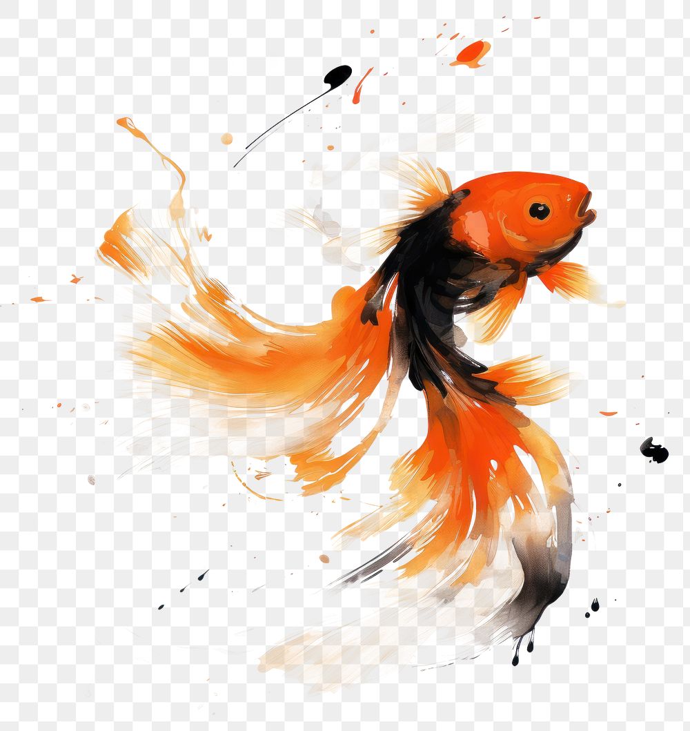 PNG Goldfish goldfish painting animal. AI generated Image by rawpixel.