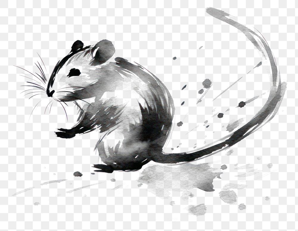 PNG Mouse chinese zodiac drawing animal mammal. AI generated Image by rawpixel.