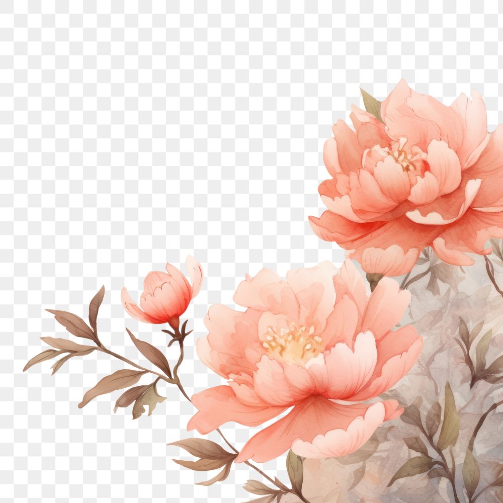 PNG Peony painting blossom pattern. AI generated Image by rawpixel.