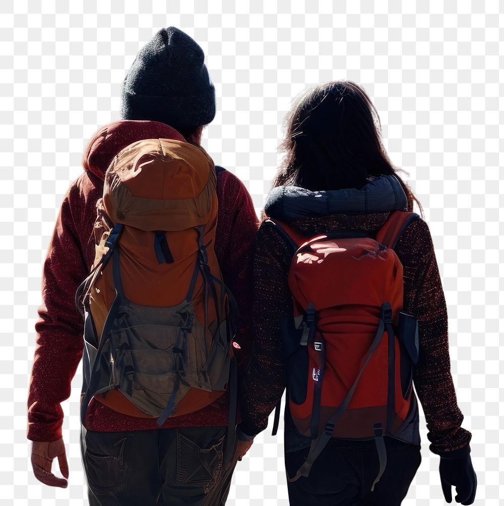 PNG Chinese couple backpacking hiking adult. AI generated Image by rawpixel.