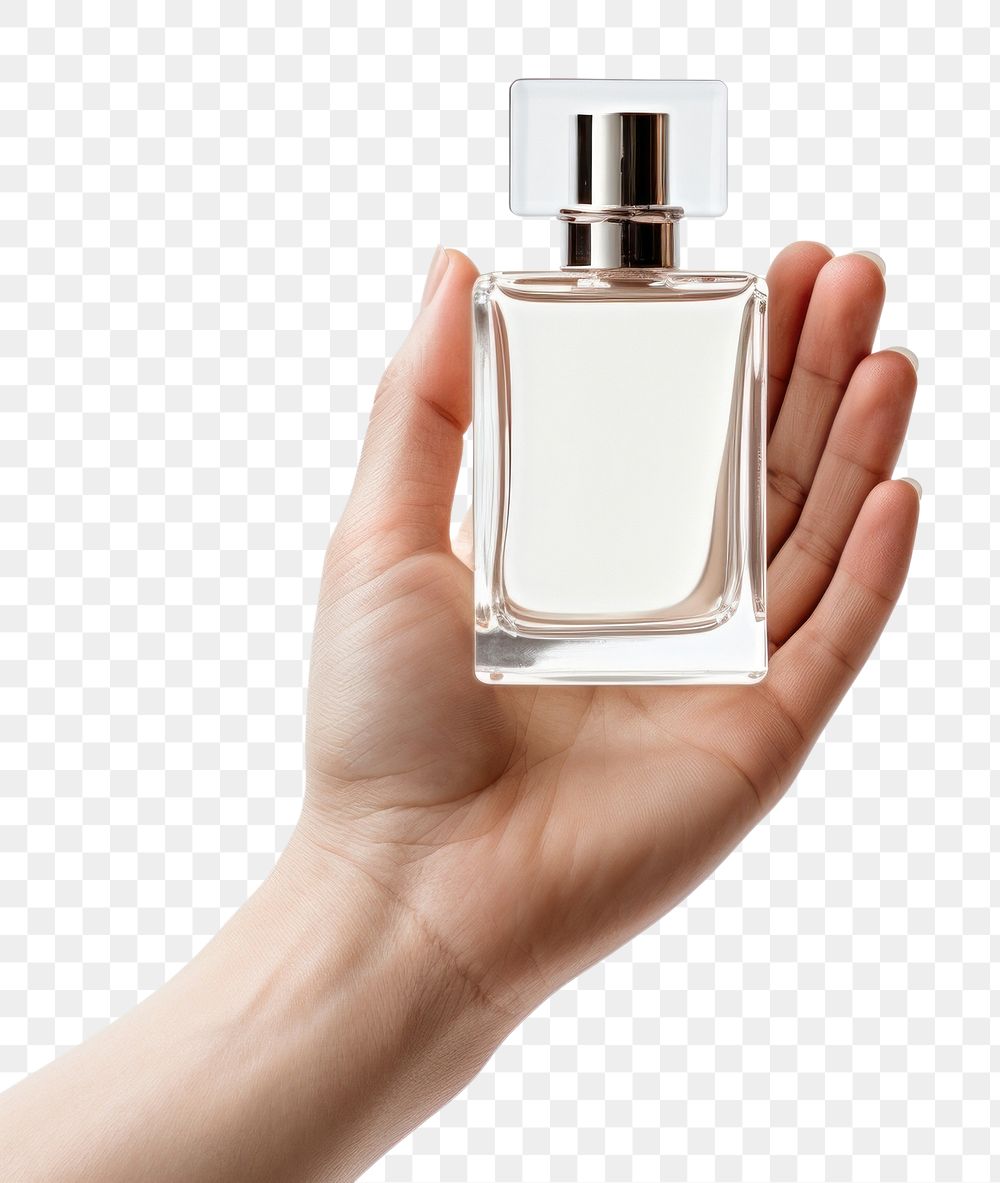 PNG  Perfume bottle mockup perfume cosmetics holding.