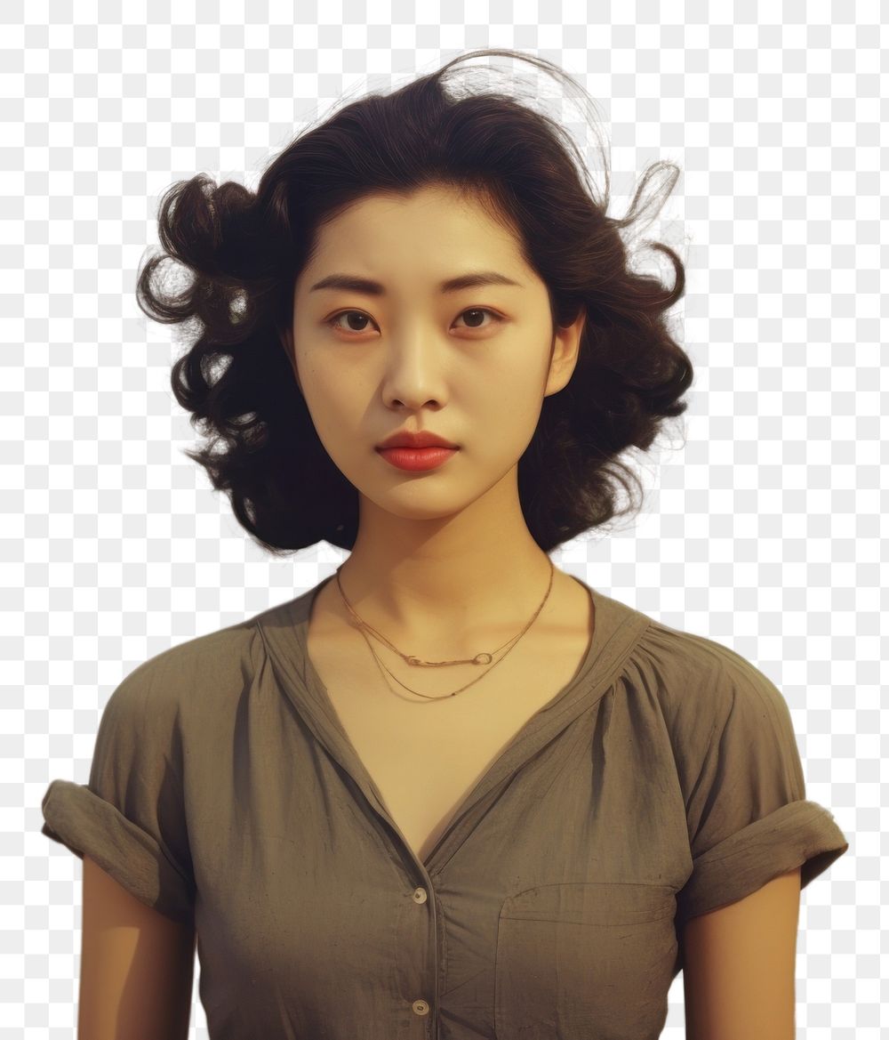 PNG Korean female portrait beach adult. AI generated Image by rawpixel.