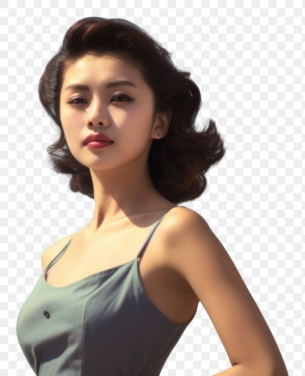 PNG Korean female portrait outdoors nature. AI generated Image by rawpixel.