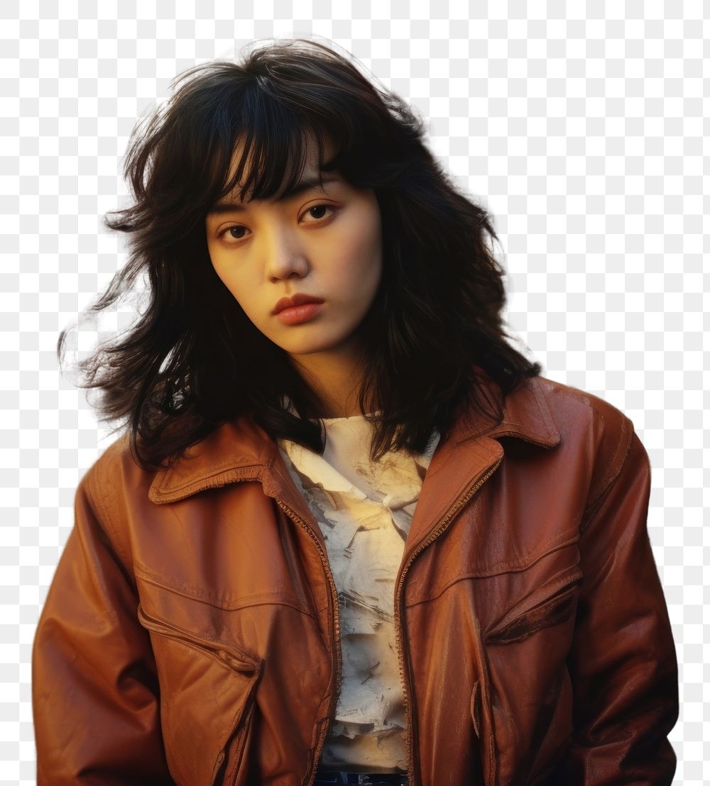 PNG Korean female street portrait jacket. AI generated Image by rawpixel.