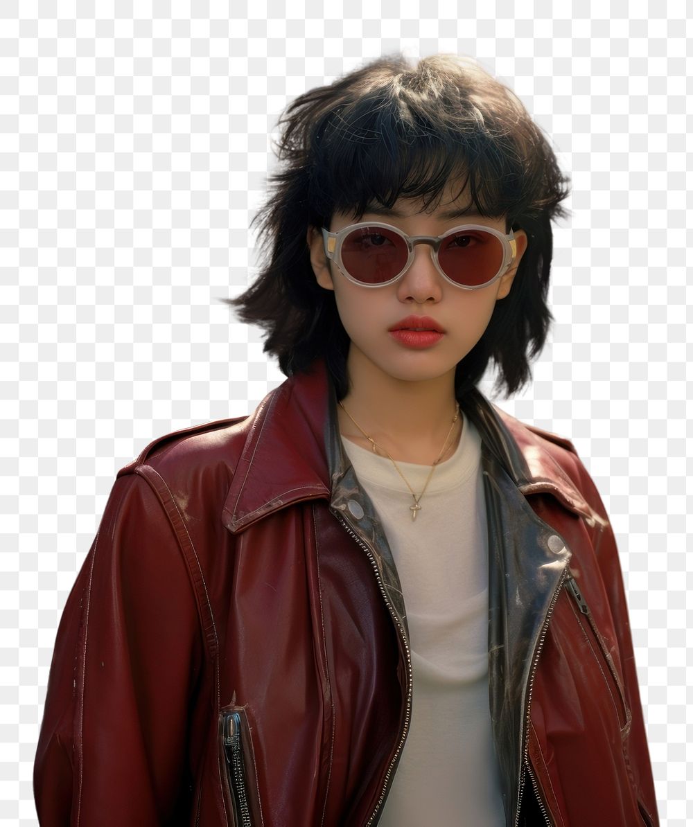 PNG Korean female sunglasses portrait jacket. AI generated Image by rawpixel.