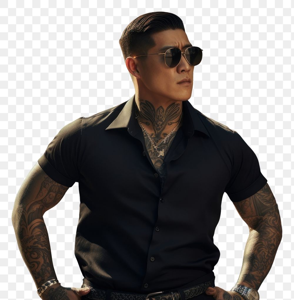 PNG Korean mafia tattoo portrait adult. AI generated Image by rawpixel.