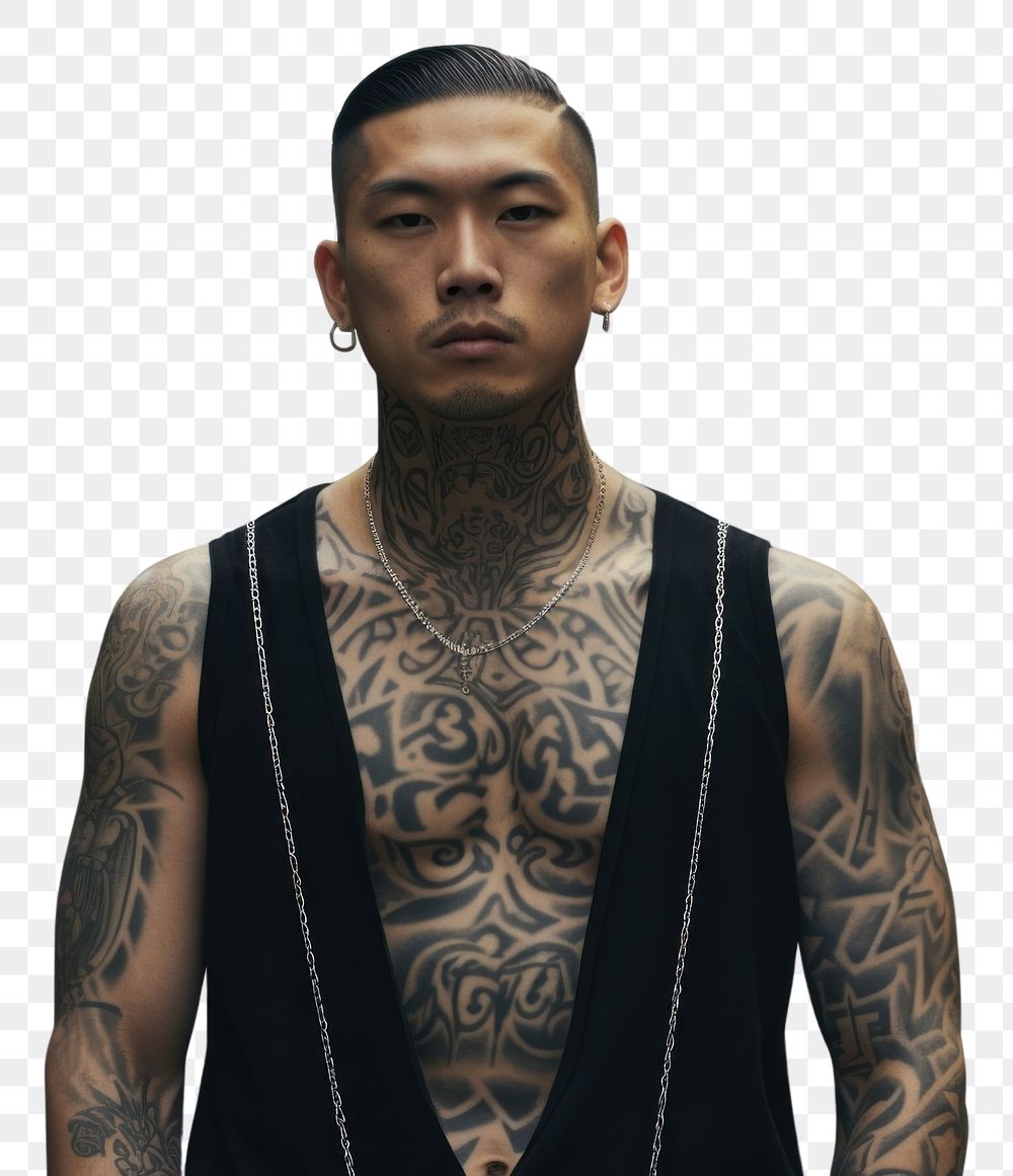 PNG Korean mafia male tattoo street individuality. AI generated Image by rawpixel.