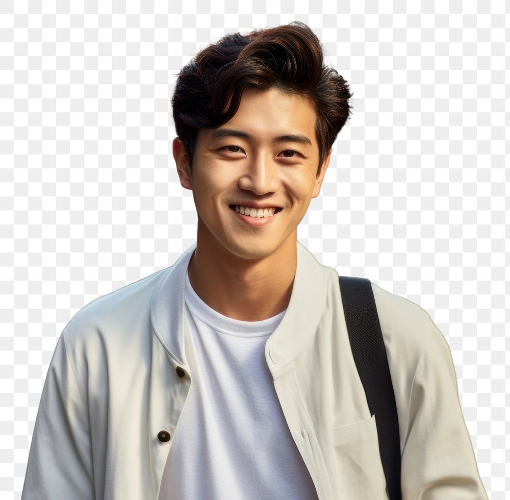PNG Korean male street adult smile. AI generated Image by rawpixel.