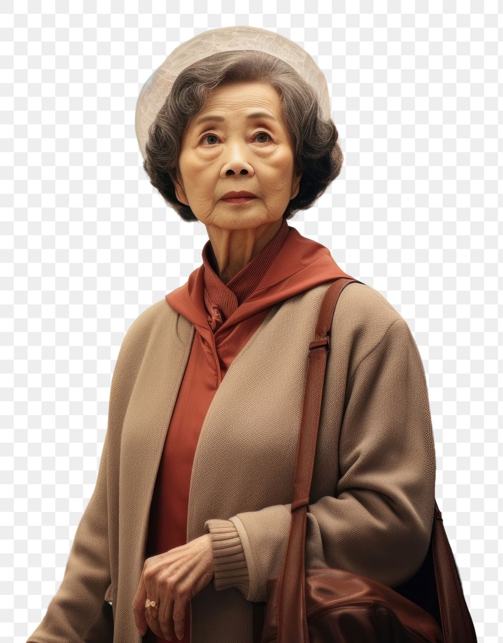 PNG Korean old female portrait shopping adult. AI generated Image by rawpixel.