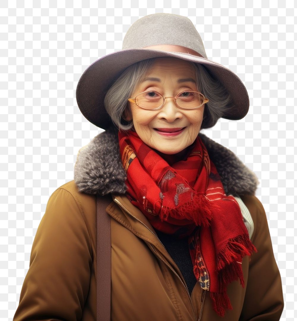 PNG Korean old female portrait adult scarf. AI generated Image by rawpixel.