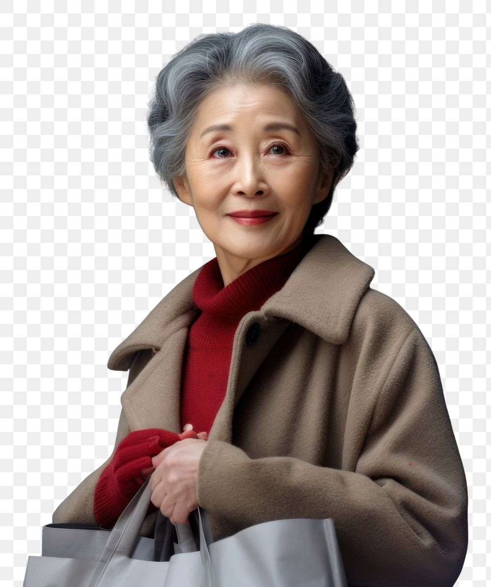 PNG Korean old female shopping adult architecture. AI generated Image by rawpixel.