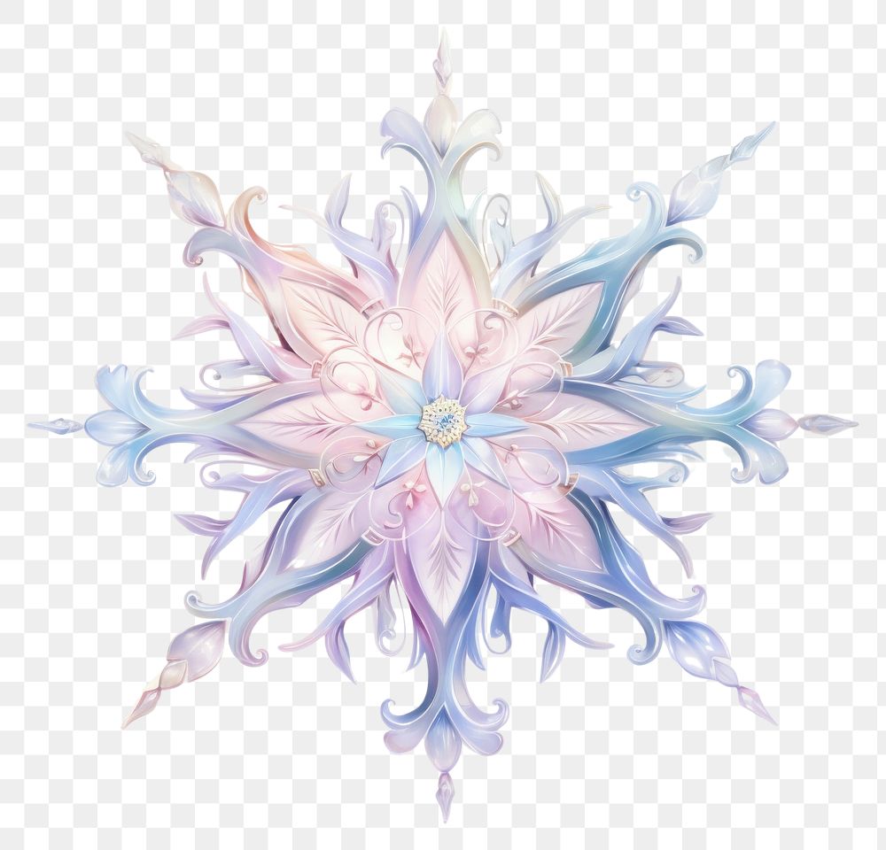 PNG Snowflake with snow pattern nature art.