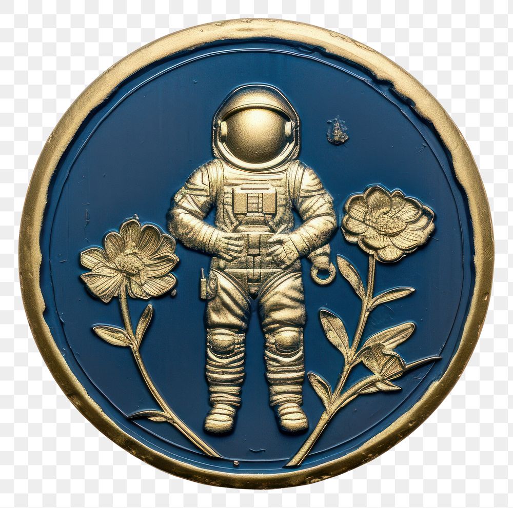 PNG  Gold astronaut locket flower. AI generated Image by rawpixel.