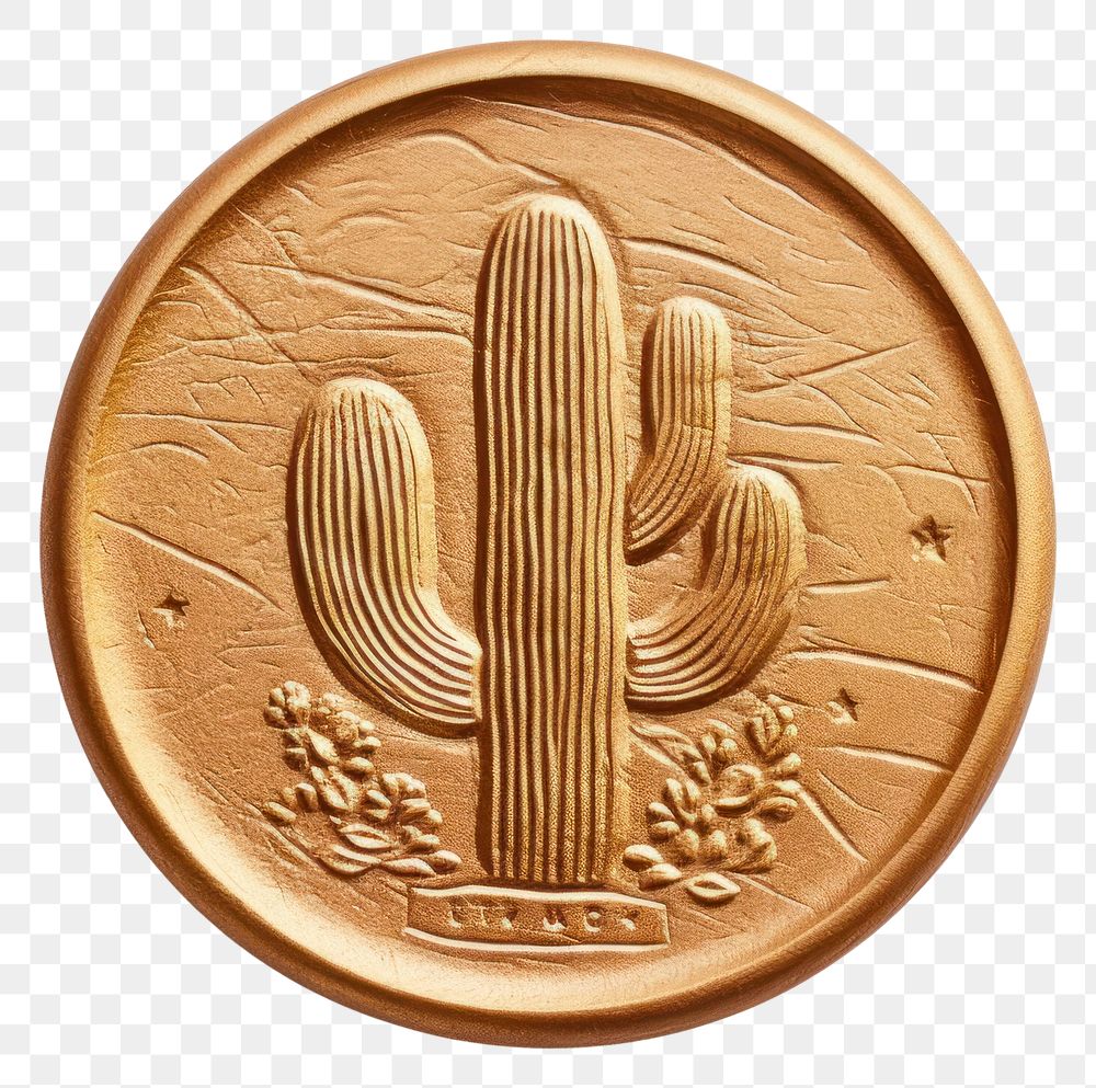 PNG  Cactus bronze money coin. AI generated Image by rawpixel.