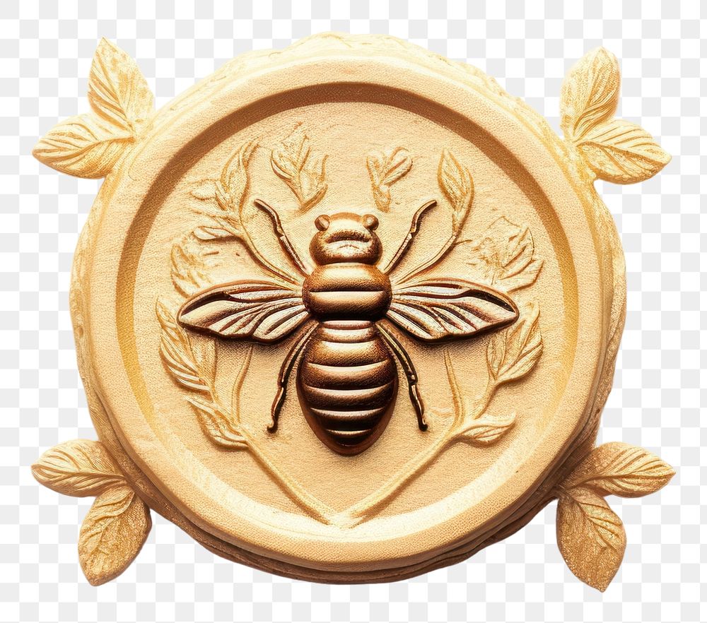 PNG  Locket gold bee white background. AI generated Image by rawpixel.
