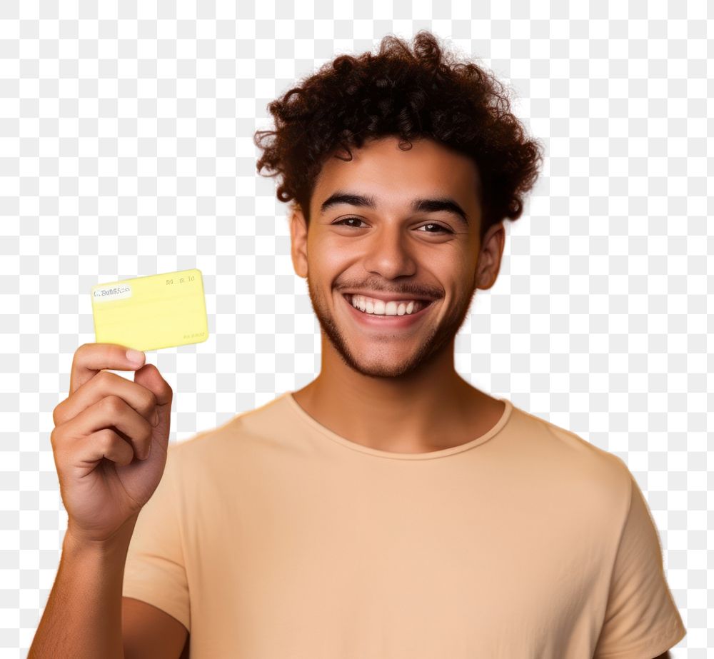 PNG Young latin man smiling holding yellow.