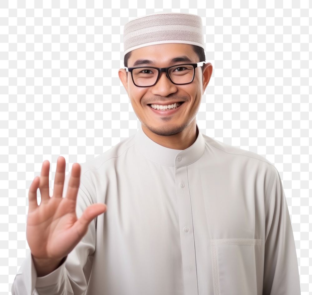 PNG Muslim man glasses smiling adult.