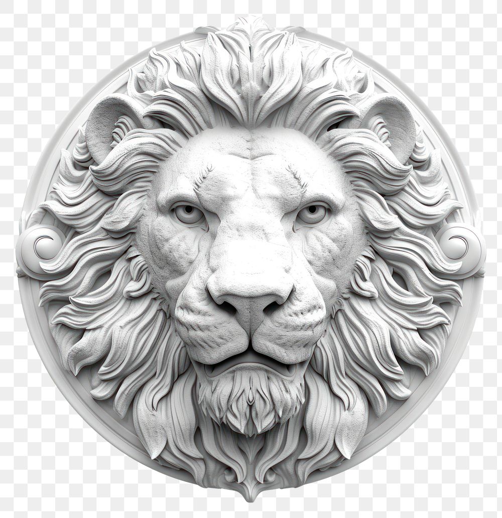 PNG Bas-relief a lion heraldry sculpture texture portrait silver head