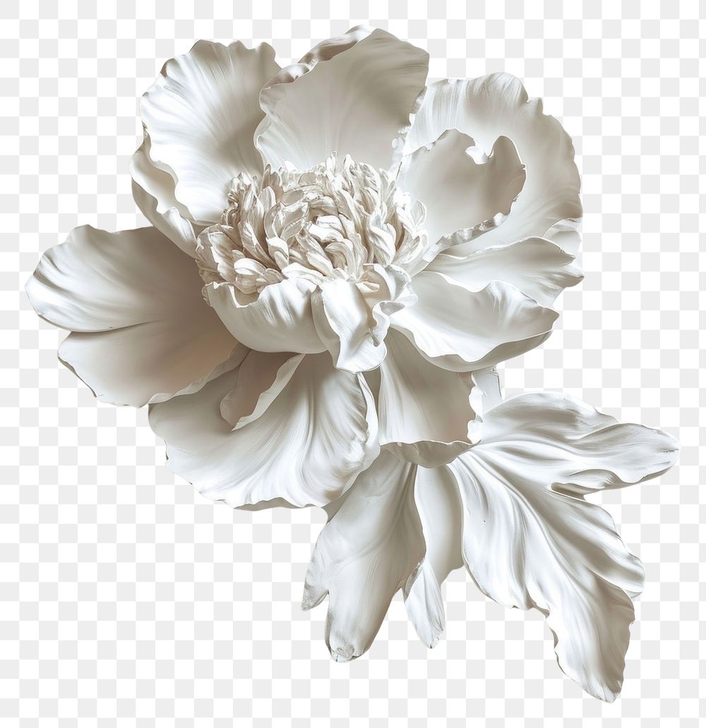 PNG Bas-relief a peony sculpture texture white flower petal