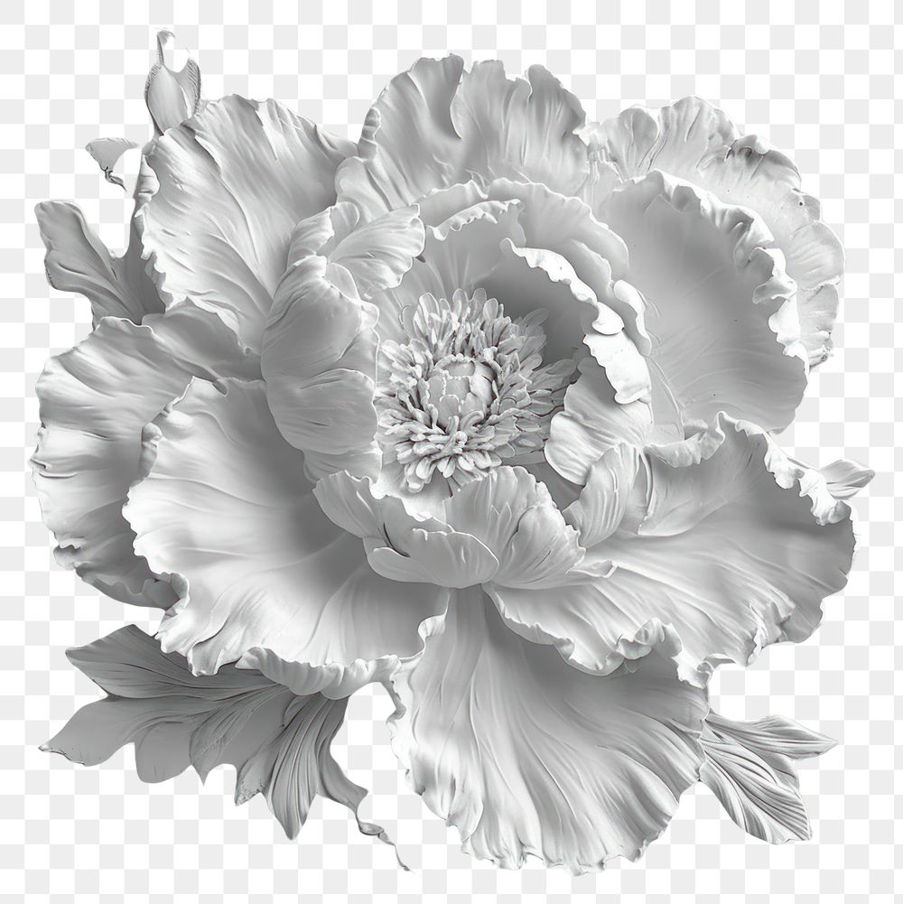 PNG Bas-relief a peony sculpture texture white flower plant