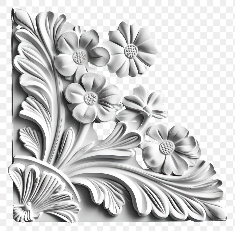 PNG Bas-relief art deco border line white pattern illustrated.