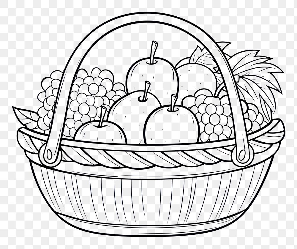 PNG  A fruit basket drawing sketch doodle.