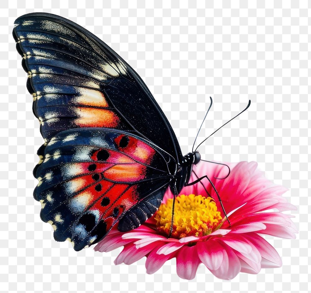 PNG Butterfly on flower animal insect petal.