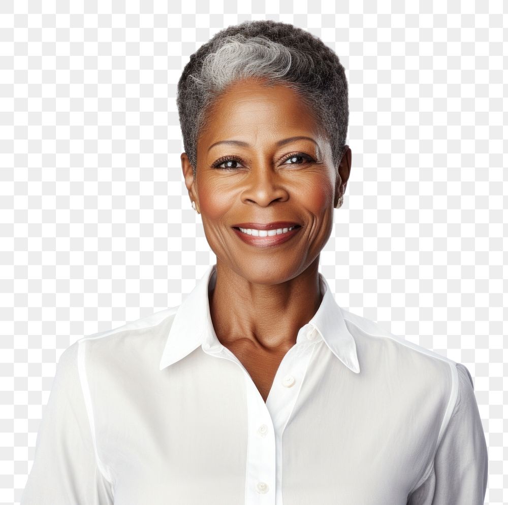 PNG African american business woman portrait smile white background.