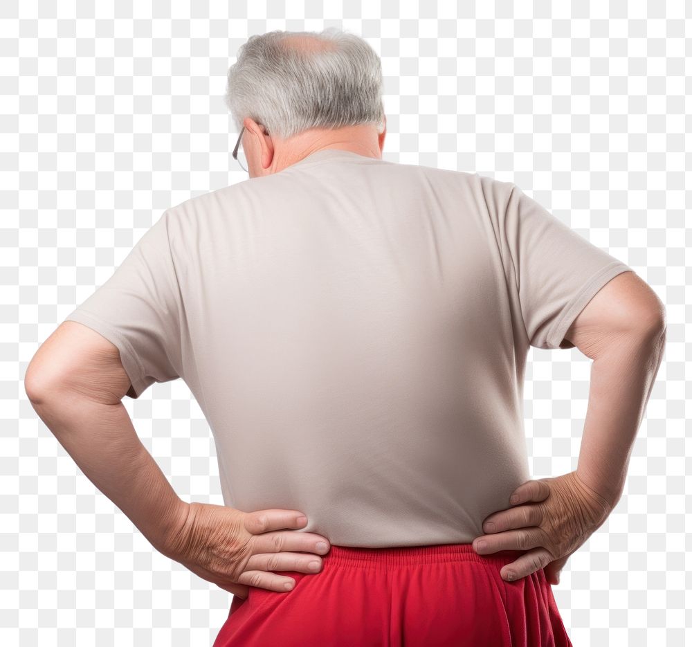PNG Man with back pain adult midsection relaxation. AI generated Image by rawpixel.