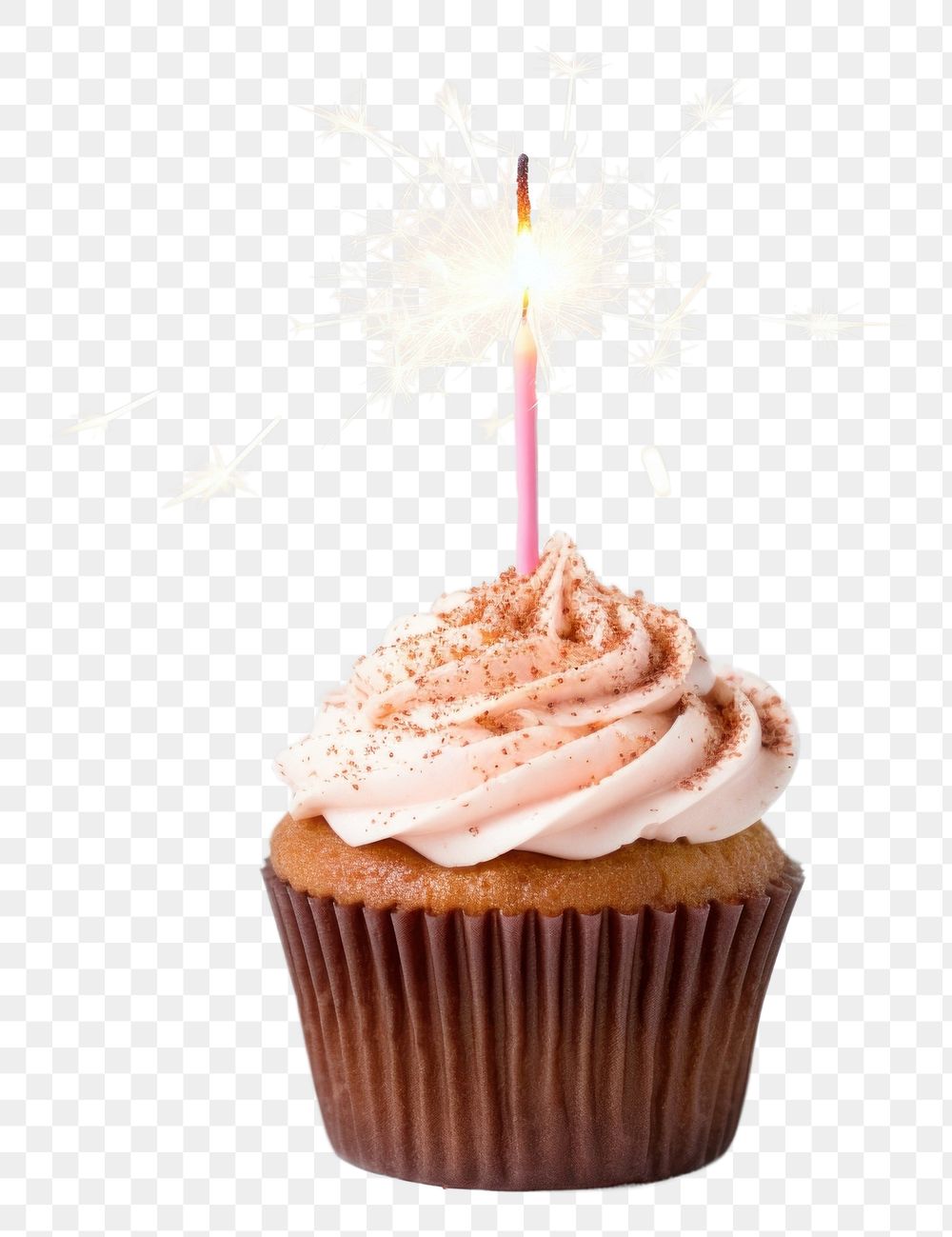 PNG Birthday cupcake with sparkler dessert candle icing. AI generated Image by rawpixel.
