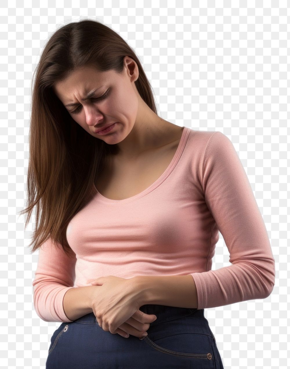 PNG Girl with stomach pain photography portrait adult. AI generated Image by rawpixel.