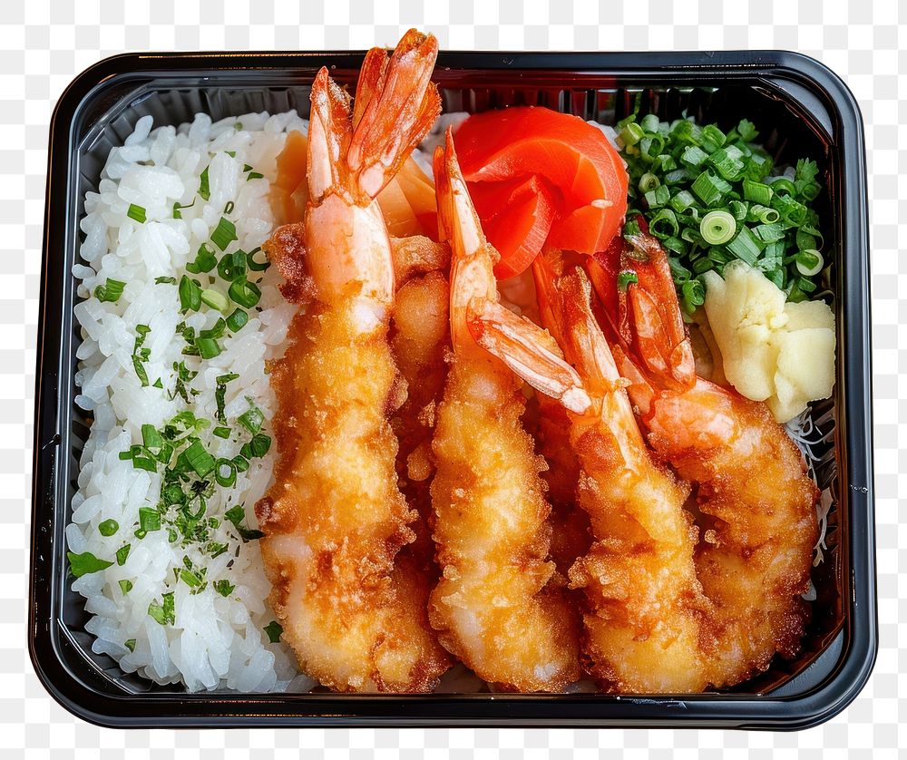 PNG Bento food seafood shrimp.