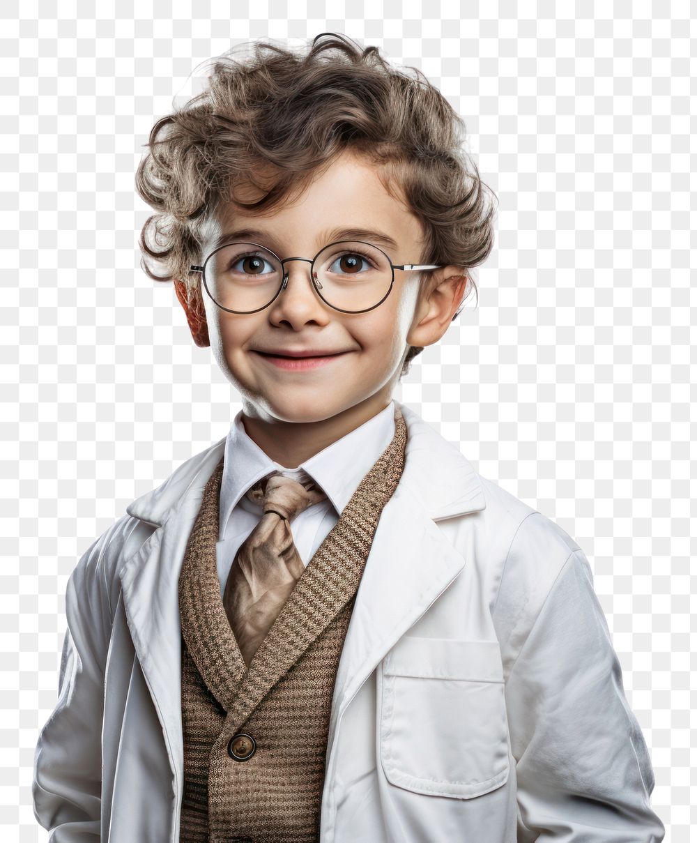 PNG  Doctor kid portrait glasses adult