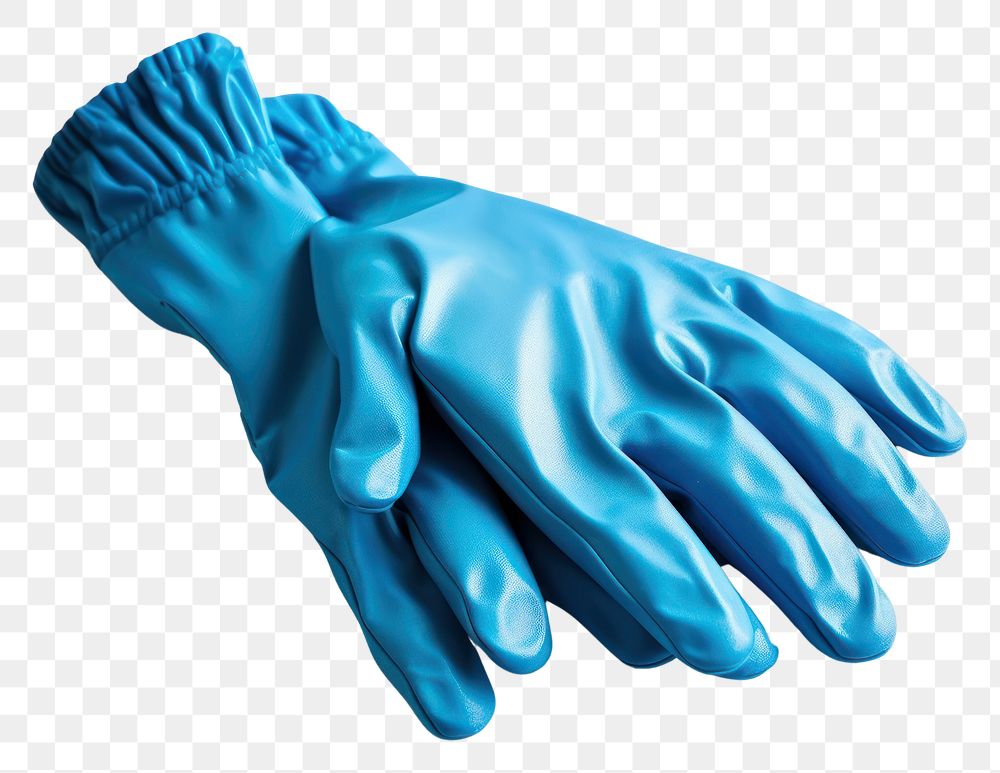 PNG Blue cleaning gloves white background turquoise clothing.