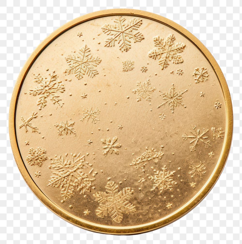 PNG  Clean white background snowy weather icon isolate object golden coin. AI generated Image by rawpixel.