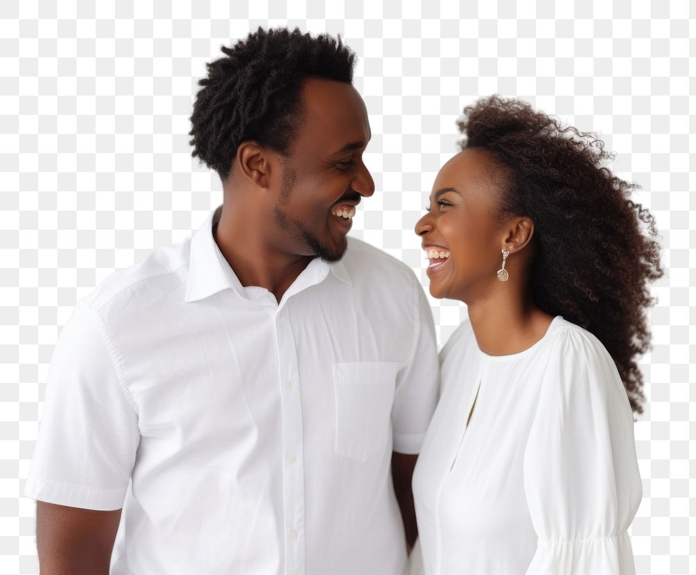 PNG Ethiopian couple standing laughing smiling