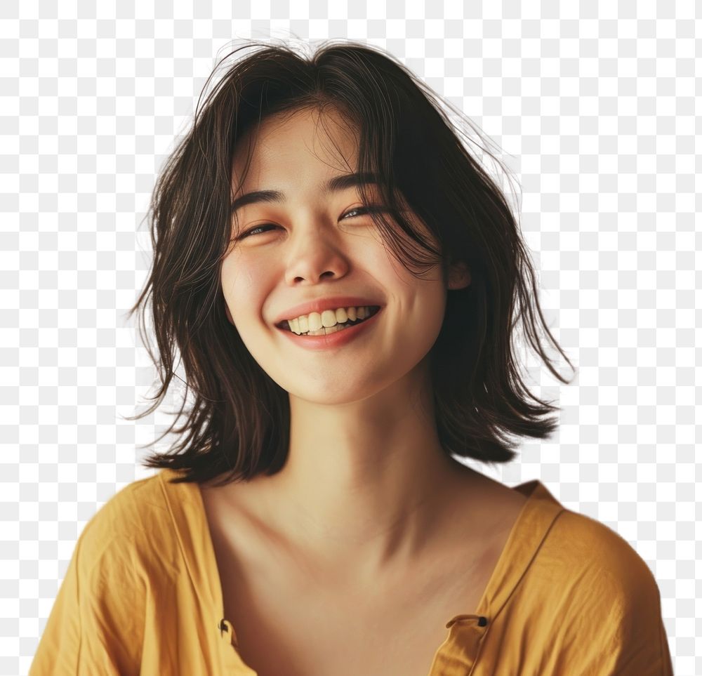 PNG Happy woman with a little smiling face portrait adult smile. AI generated Image by rawpixel.