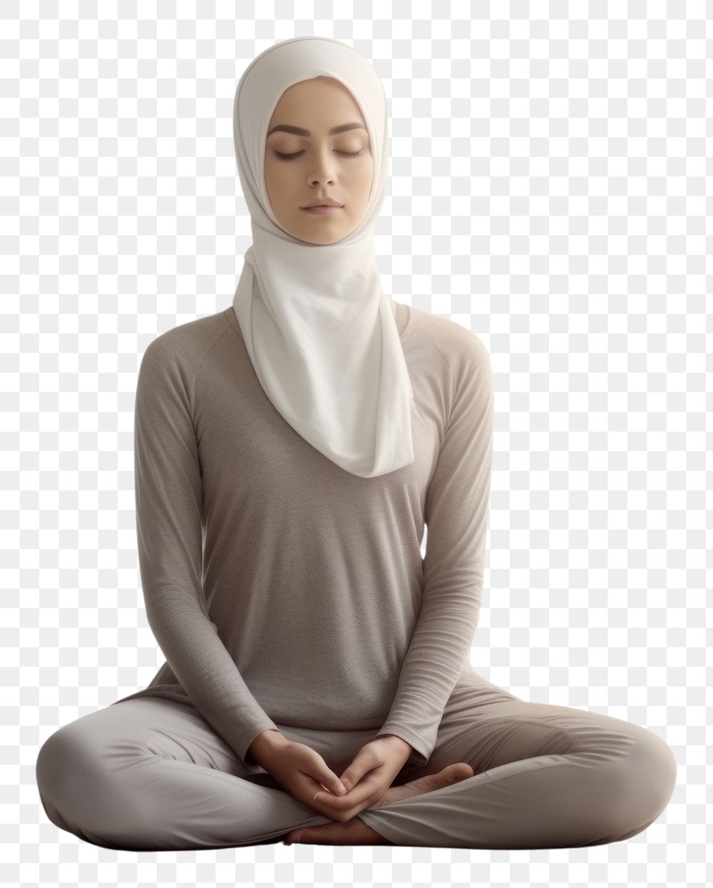 PNG Muslim lady yoga sitting sports.