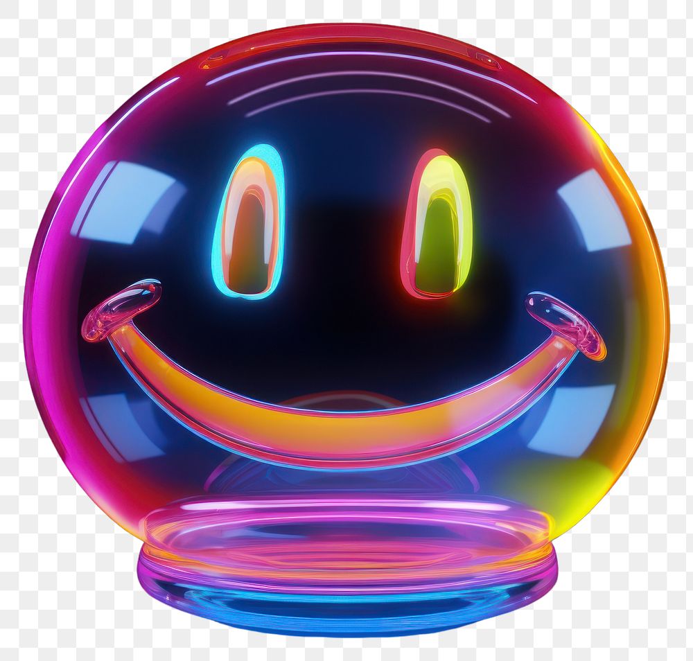 PNG  Neon sphere smiley light