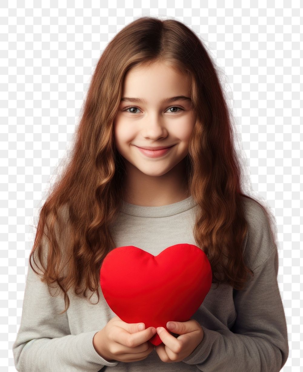 PNG  Teenage girl hold shape heart portrait smiling holding. AI generated Image by rawpixel.