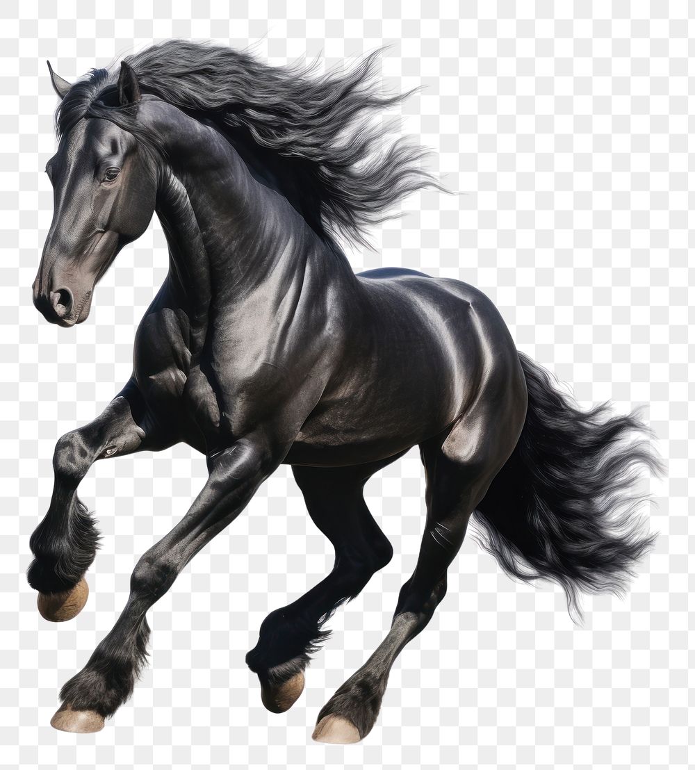 PNG Galloping black horse stallion mammal animal