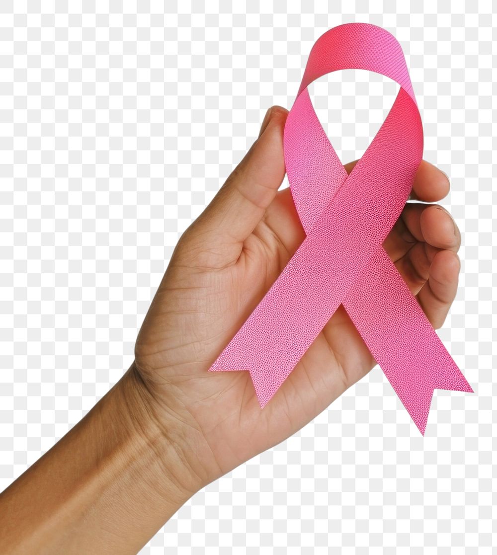 PNG Hand holding paper pink ribbon shape finger symbol person.