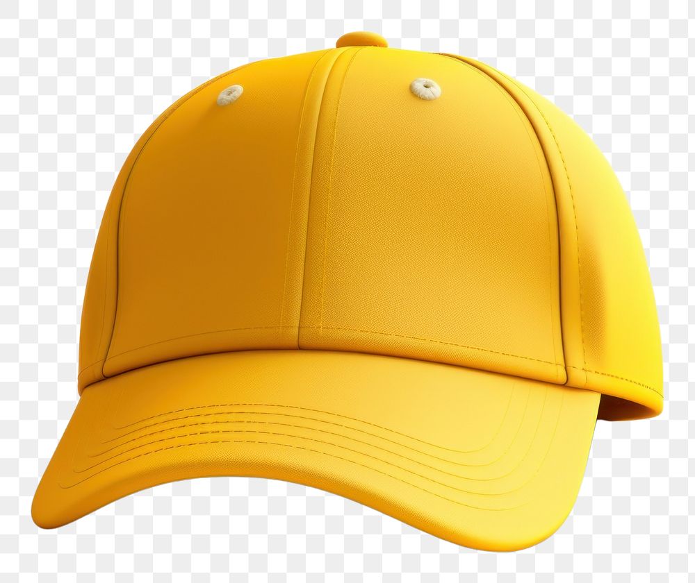 PNG A yellow baseball cap white background headwear headgear.