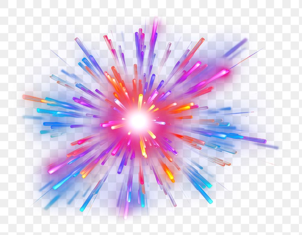 PNG Futuristic technology light effect colorful light fireworks.