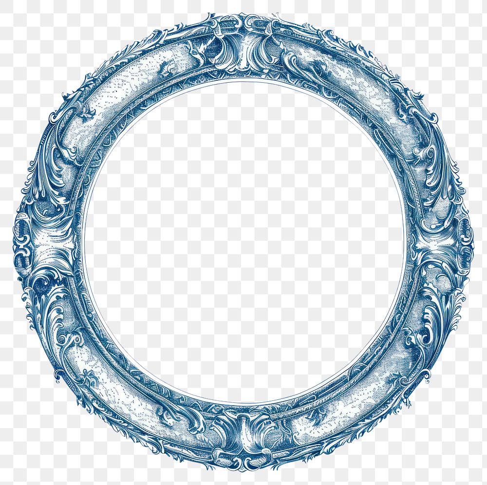 PNG  Circle frame of art deco pattern jewelry blue white background