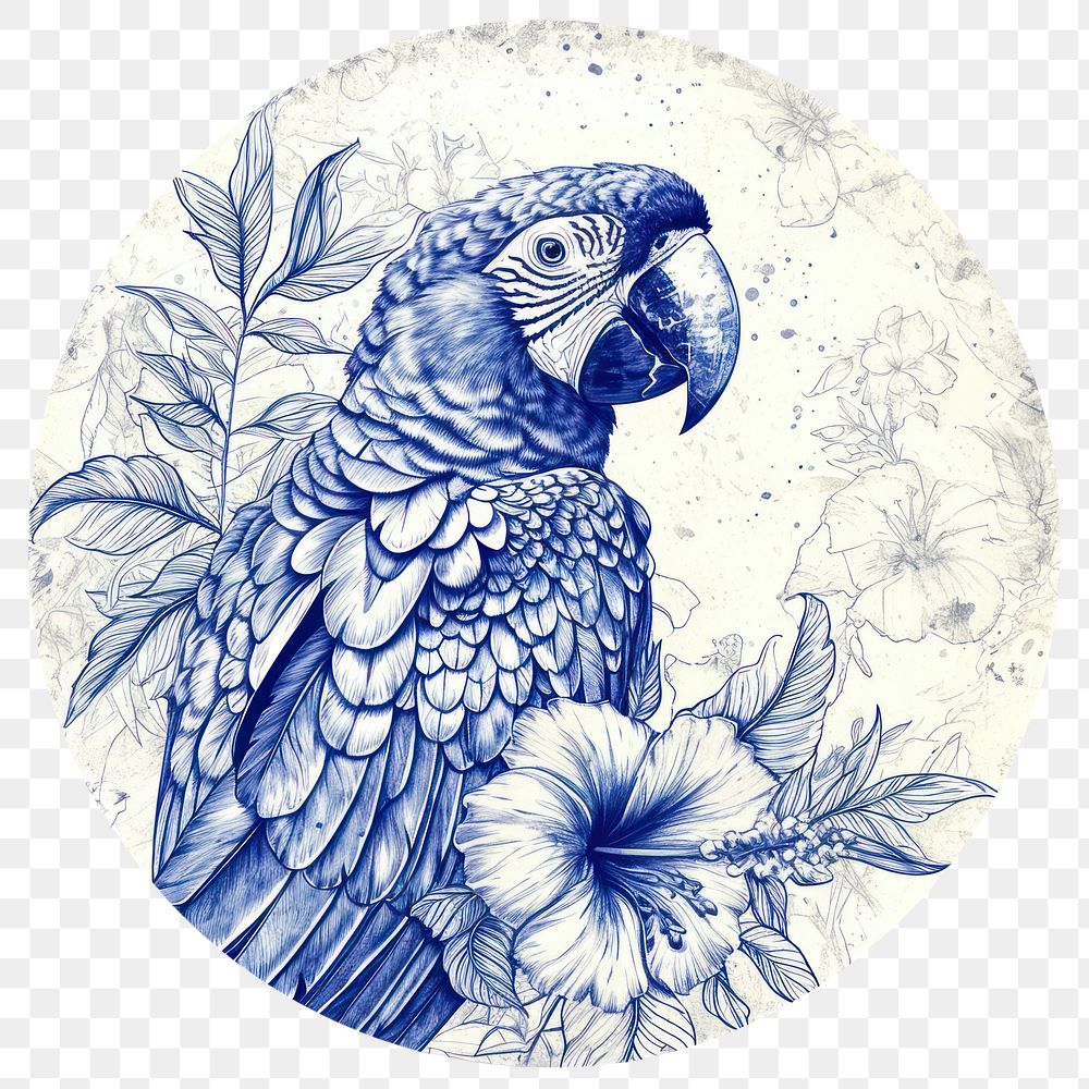 PNG  Frame of parrot with flower drawing sketch animal.