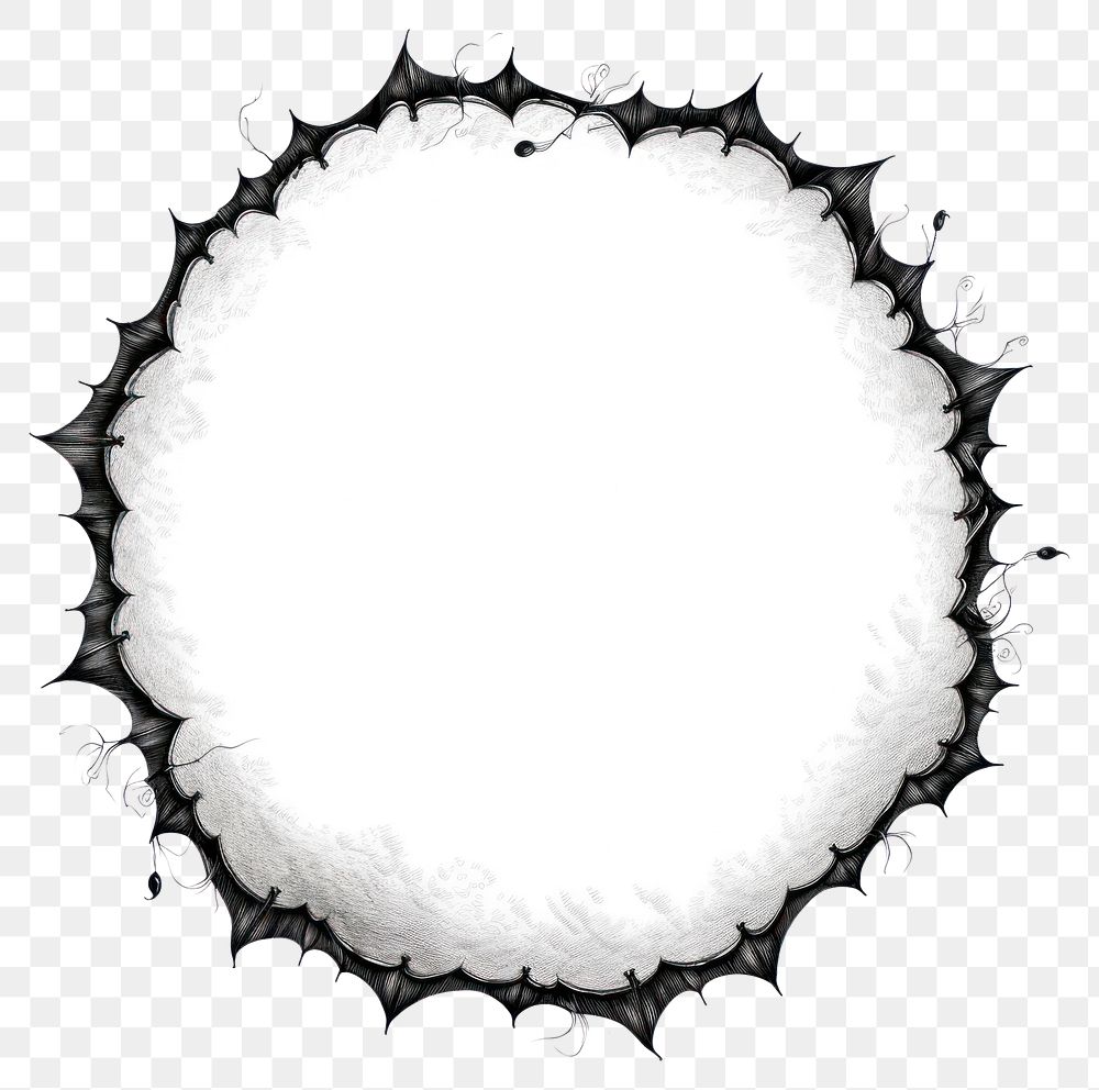 PNG Circle frame with bat sketch white white background.